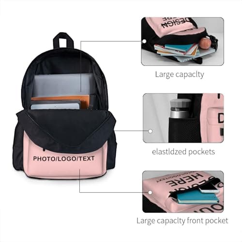 Personalised Backpack – Custom School Bag with Your Text, Image, Photo or Logo – Design Your Own Customised Backpack – Lightweight Travel, Camping & Back to School Bag – Gift for Kids, Boys & Girls — view 4