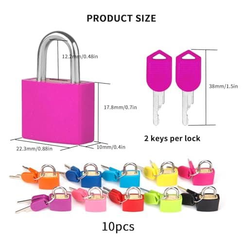 10 Pcs Small Luggage Locks, Mini Suitcase Locks with Keys, Small Padlocks with Keys, Coloured Suitcase Travel Luggage Padlocks for Gym Locker Backpack Bags — view 2
