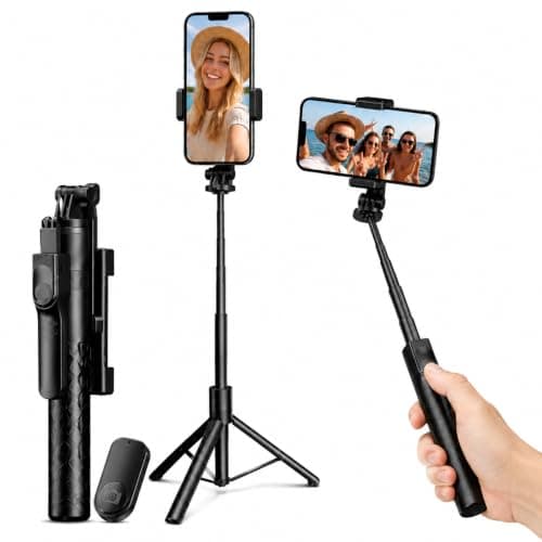 Selfie Stick Tripod For Phone,175cm Aluminum All in One Extendable Tripod For Smartphone,With Wireless Remote, Anti-Shake Base, 360° Rotation, Portable Travel Tripod for iPhone/Samsung/Android/Camera