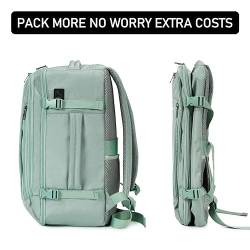 ECOHUB 20L Max Ryanair Cabin Bag 40x20x25 Underseat Backpack Carry on Bag Hand Luggage Backpack with USB Port Recycled PET Eco Friendly Rucksack for Women & Men, Light Green (Patented) — view 4