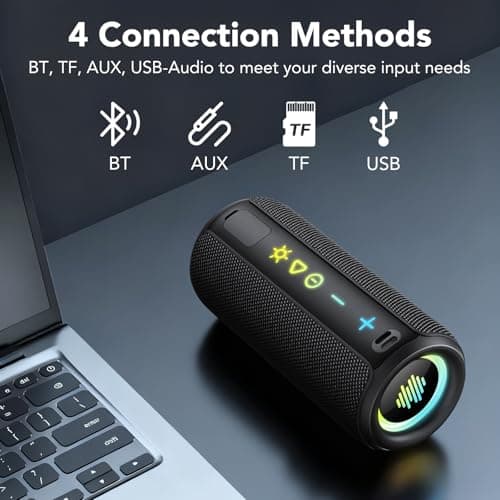 TIMU Bluetooth Speaker Portable Wireless Bluetooth Speakers with HD Stereo Sound, Bluetooth 5.4 TWS Pairing 30H Battery Life with Led Light for Outdoor/Party/Sport/Travel/Gifts.﻿ — view 6