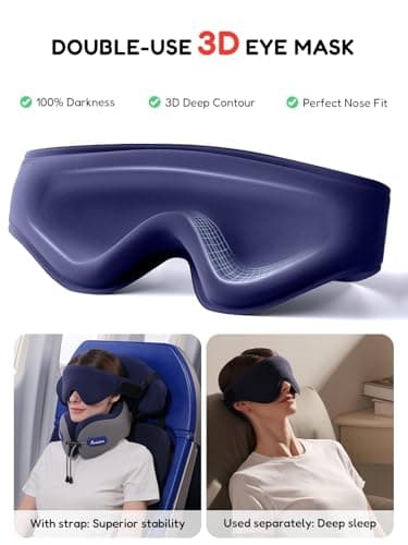 Air Neck Free Travel Neck Pillow for Airplane,Memory Foam,3D Eye Mask — view 5