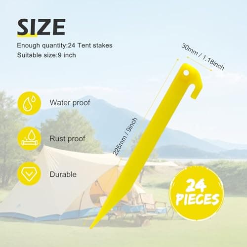 24pcs Plastic Tent Pegs Durable Spike Hook Awning Camping Caravan Pegs Accessory — view 2