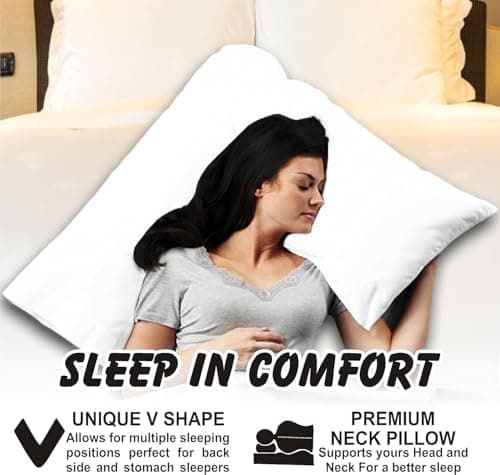 Comfy Nights Orthopedic V Shape Pillow Extra Support For Head, Neck & Back with Free Cover - Mid Blue — view 4