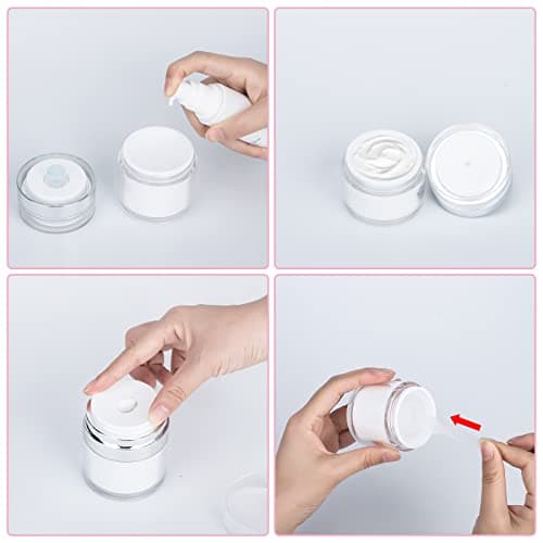 Airless Pump Bottle, 2PCS Moisturiser Container, Refillable Pump Dispenser Cream Jar Vacuum Bottle Travel Cream Bottles Portable Cosmetic Container (50ml) — view 6