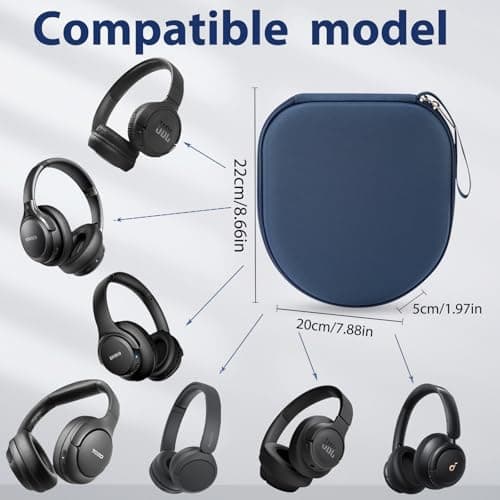Case Compatible with Sony WH-CH520N WH-CH720N, and JBL 510BT 520 BT 720BT 770 NC 760 NC 670 NC Wireless Noise Cancelling Headphones, Portable Travel Headphone Storage Cover Bag (Blue) — view 2