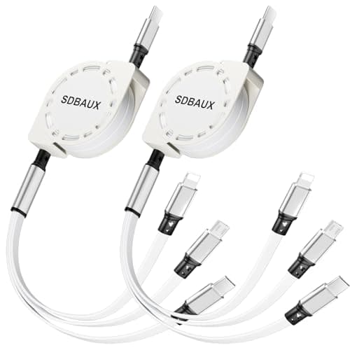 SDBAUX 2-Pack USB C to Multi Retractable Cable 4 in 1, 3A Standard Charging