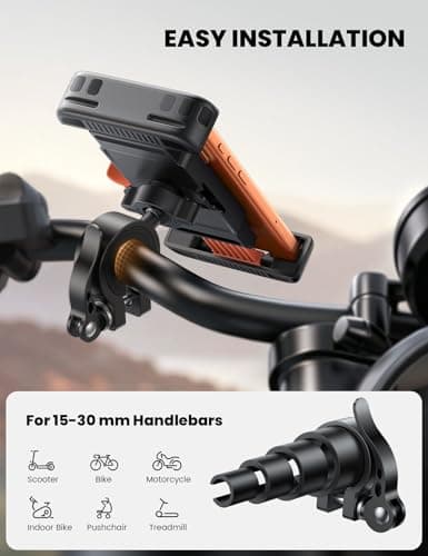 Lamicall Foldable Bike Phone Holder Bicycle - 【Quick Release Clamp】 Motorbike Phone Holder, Universal Motorcycle Handlebar Mount for iPhone 17 16 15 14 13 12, Samsung S25 Ultra, All Phones - Orange — view 3