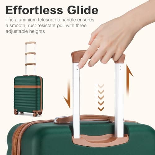 Kono Medium Suitcase 24 Inch Expandable Hardshell Luggage (Green/Brown) — view 4