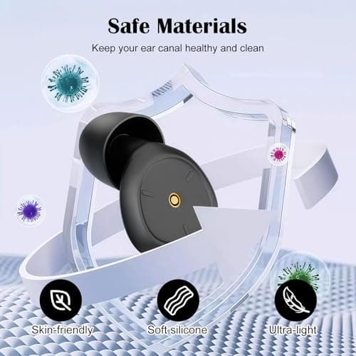 Ear Plugs for Sleep Noise Cancelling 50dB, Reusable Silicone Earplugs with Sleeping Eye Mask, Case & 3 Eartips(S/M/L), Soft Noise Reduction Earplugs for Sleep, Travel, Work, Concerts & Studying — view 5