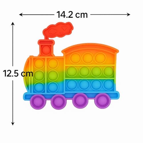 Ranzah Pop Fidget Toy Train Push Pop Bubble Sensory Kids And Adults Travel Poppet Toy Squishy Toy For Gifts & Parties ADHD Stress & Anxiety Relief Toy Squeeze Toddler Toy (Train) — view 4