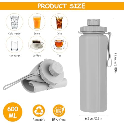 SiGuLiKeJi 600ml Silicone Collapsible Portable Sports Water Bottle — view 2