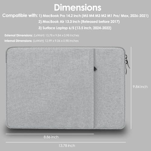 ProElife Sleeve Case for MacBook Pro 14 inch M5 M4 Pro Max, Grey — view 2