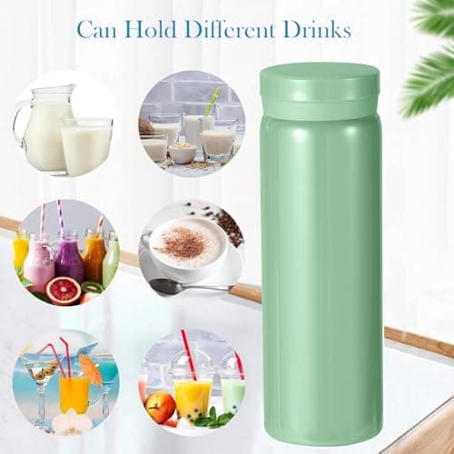 300ml Small Flask, Reusable Vacuum Insulated Stainless Steel Insulated Tumbler Water Bottle with Leakproof Lid for Hot & Cold Drinks, Portable Coffee Mug for Travel (Light Green) — view 5