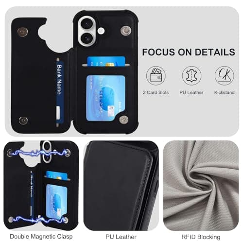 VANAVAGY Fit Car Mount Wallet Case for iPhone 17,Black — view 4