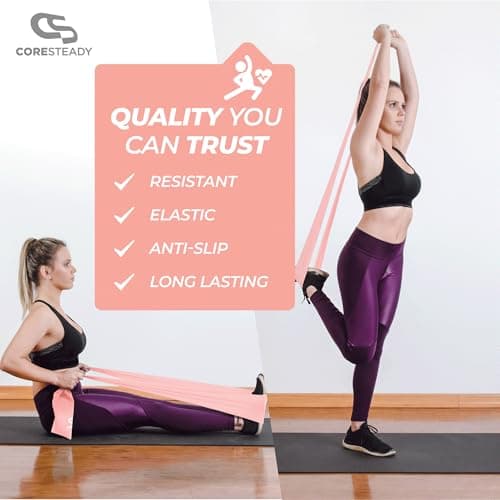 Coresteady Resistance Band For Men & Women - Exercise Band to Build Strength, Flexibility, Muscle & Tone - For Fitness, Stretching, Pilates, Physio & Yoga - With Exercise e-Guide — view 5