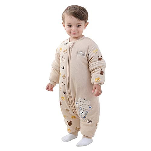 Mosebears Baby Sleeping Bag, 2.5 TOG baby sleep sack with Legs,Warmly Lined Winter Sleeping Bag with Removable Sleeves(Bear,18-36 Months(baby height 85-95cm)) — view 2