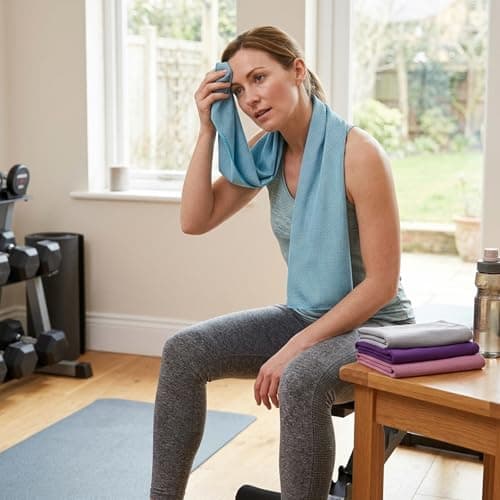 4 Pcs Cooling Towel, Microfiber Gym Towel for Sweat, Soft Breathable Chilly Towels for Neck and Face, Fast Drying Sports Towel for Fitness, Yoga, Running, Golf, Camping, Light Grey & Purple(100x30cm) — view 4