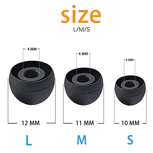 Ear Plugs 9 Pairs (18 Pieces), Silicone Ear Pads for Earbuds, Universal Ear Plugs Compatible with Most Earbuds (Black, Large) — view 4