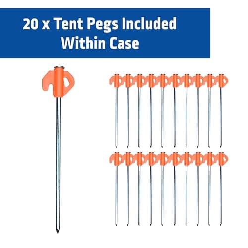 Blue Diamond Heavy Duty Tent Pegs - 20 Pack Hard Ground Tent Pegs, Camping Pegs for Awnings, Gazebos, Outdoor Use - Galvanized Steel (Carry Case) — view 4