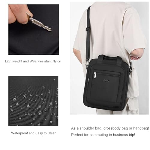 zhongningyifeng Men's Messenger Bag 14-inch Laptop Bag Nylon Large Shoulder Bag Business Waterproof Casual Black Crossbody Bag for Work Travel Outdoor — view 6