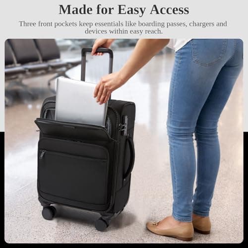 British Traveller Cabin Suitcase, Lightweight Softside Hand Luggage — view 6