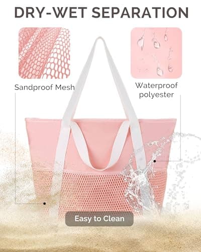 HOMESPON Beach Bag Large Waterproof Tote for Women with Zipper — view 5