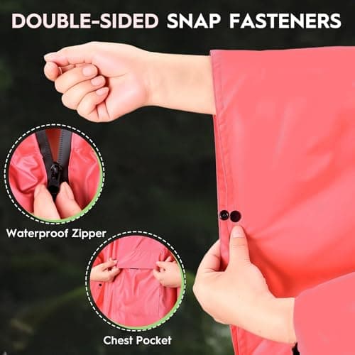 Bruvoalon Multi-functional Waterproof Rain Poncho with 1/4 Zip & Chest Pocket, 3-in-1 Outdoor Rain Poncho, Sunshade, & Ground Mat for Adults Emergency Outdoor, Burgundy — view 4