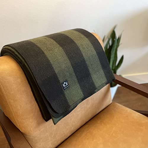 Arcturus Backwoods Wool Blanket - 4.5lbs, Warm, Heavy, Washable, Large | Great for Camping, Outdoors, Survival & Emergency Kits (Olive Green Buffalo) — view 6