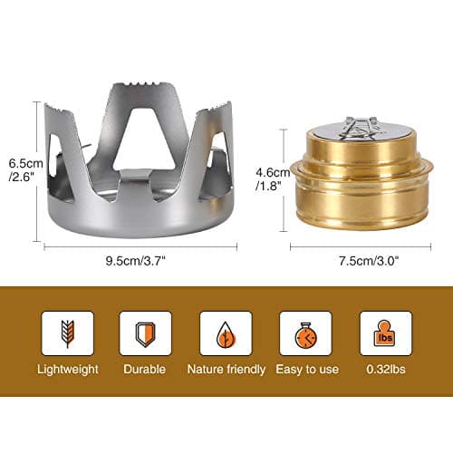 REDCAMP Brass Alcohol Stove，Brass Spirit Burner,Ultralight Portable，Silver — view 3