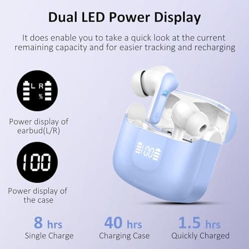 Ordtop Bluetooth 5.4 Earbuds, 6D Stereo Wireless Headphones, 50Hrs Ear Buds — view 5