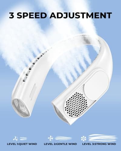 ASNUG Neck Fan, Bladeless Neck Fan, 4000 mAh Rechargeable Personal Fan, 360° Hands Free Wearable Fan, 3 Speeds Adjustable,Faster Cooling, Ultra Quiet, Suitable for Home, Office, Travel, Sports — view 4