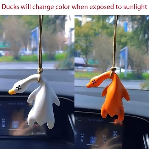 2PCS Magic UV Duck Toys - Colour Changing Solar Powered from White to Roast Duck Red, Fun Dashboard Car Decor & Outdoor Sun Activated Novelty, for Kids Adults Summer Travel Beach Party — view 5