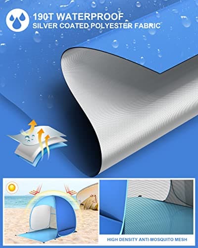 Pop Up Tent Beach Tent Portable Sun Shelters for Kids 2-3 Person, UV 50+ Protection Automatic Instant Baby Tent Outdoor Camping Tent for Family Beach, Picnic, Garden (Blue) — view 4