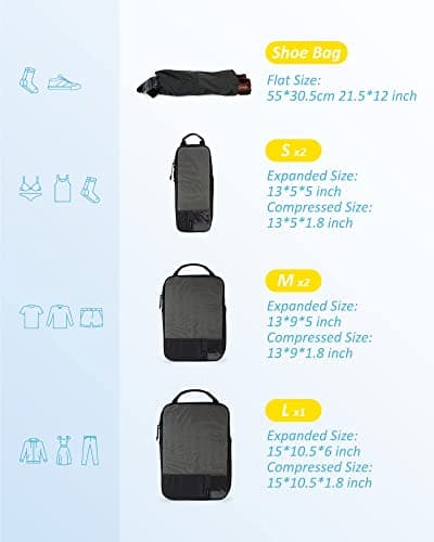 BAGSMART 6pcs Compression Travel Packing Cubes for Suitcases Backpack — view 2