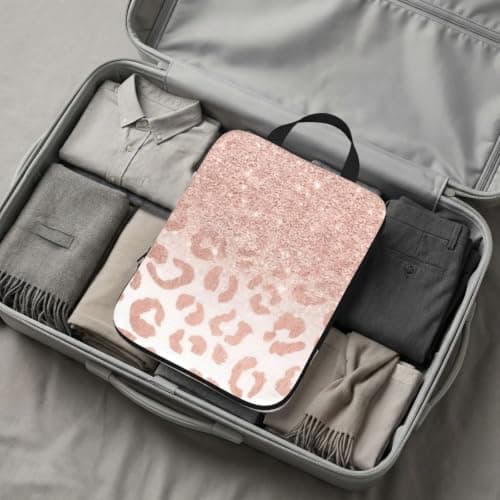 Rose Gold Glitter Print 4‑set Compression Packing Cubes, Expandable Travel Organizers Bags For Luggage Suitcase — view 6
