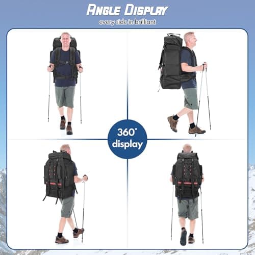 LYtech 130L Hiking Camping Backpack Waterproof Internal Frame Camping Rucksack for Men & Women Large Tactical Backpack Adjustable Padded Straps Multi-Pocket Design for Trekking & Outdoor Adventures — view 6