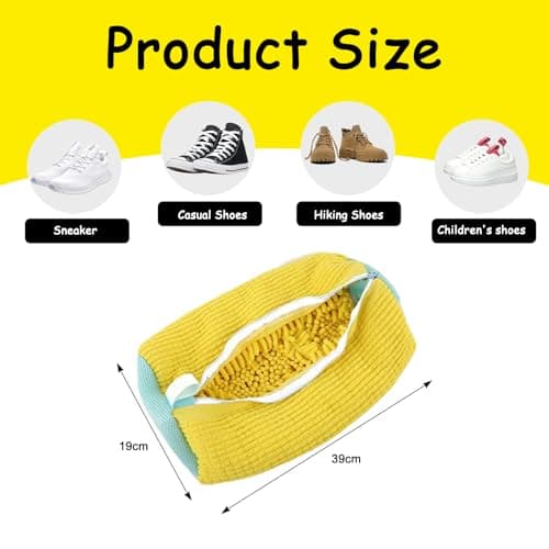 Trainer Washing Machine Bag,Laundry Shoe Bags for Washing Machine for All Shoe Types & Sizes, 360° Wrap-Around Cleaning, Shoe Washing Machine Bag for Washer & Dryer - YELLOW 2PCS — view 3