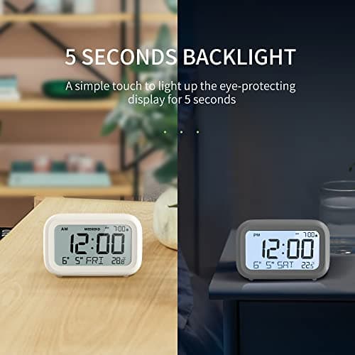 Digital Bedside Alarm Clock,Battery Powered,2 Level Volume,Snooze,Weekend — view 5
