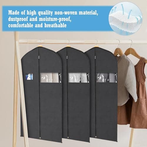 SuitBags for Men 120 x 60 CM, Dust-Proof Garment Bags, Non-woven Fabric Suit Bag, Prevent Moths Suit Cover with Zip, Clothes Covers for Suits, Dress, Coat, Jacket (120CM / 47IN - 1PCS) — view 6