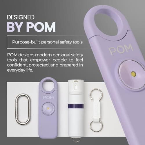 POM Personal Safety Alarm for Women – 130dB Loud Emergency Siren, USB-C Rechargeable with Bright LED Flashlight, Portable Keychain Design for Self Defense, Purse, Backpack & Travel (Lavender) — view 5