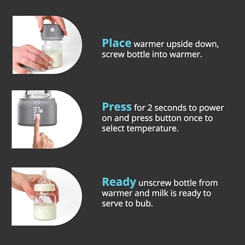 Cherub Baby Portable Travel Bottle Warmer | Warms Breast Milk to Body Temperature with One Press | Cordless USB Rechargeable | Includes 3 Adaptors (Fits Tommee Tippee, MAM) — view 4
