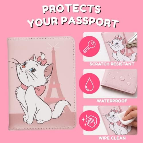 Disney Aristocats Cat Eiffel Tower Pink Travel Accessory Passport Holder for Holidays, Airport — view 5