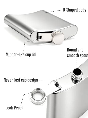 Yikki 2 Pack Hip Flask, 8 Oz Flask Alcohol with Funnel (Silver) — view 3
