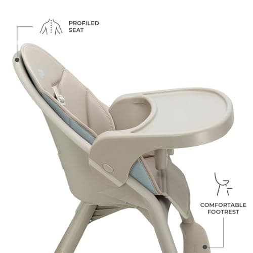 Kinderkraft DINNLY, Foldable highchair, Easy Tool-Free Setup, Comfortable Easy-Clean Insert, footrest Support, Stable Design with 5-Point Harness, Grows with the Child, Beige — view 5