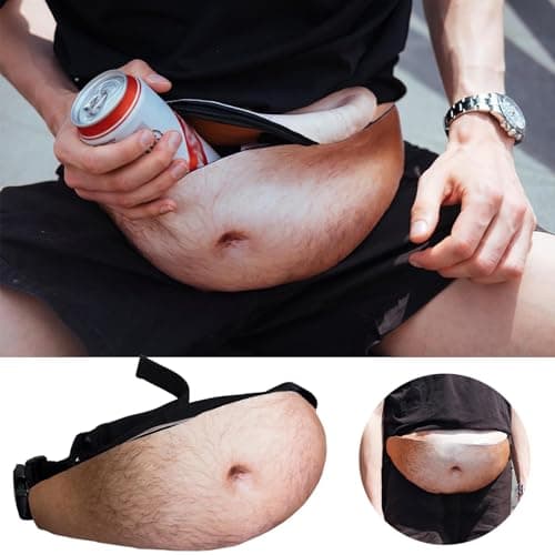 Dad Bag Beer Belly Waist Packs, Unisex Zipped Pockets Money Belt Bag (A) — view 3