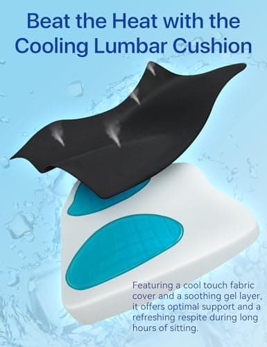 Travel Ease Ergonomic Lumbar Support Cushion, Gel and Memory Foam Back Support Cushion for Office Chairs with Skin-friendly Cover for Comfort (Black) — view 2