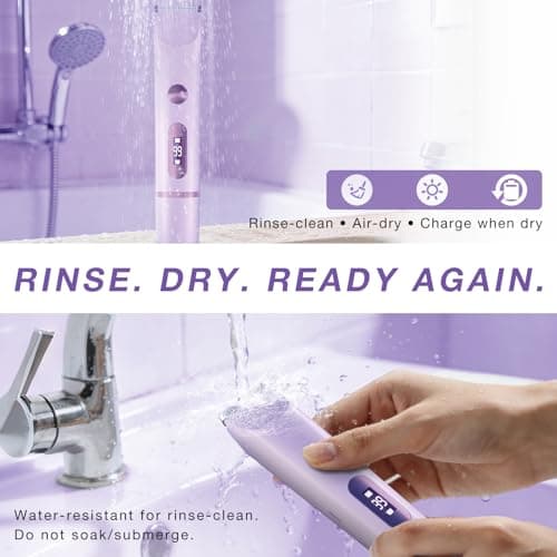 Fanovae Bikini Trimmer Women, Lady Shaver for Women, USB-C Rechargeable Electric Razor, Waterproof Bikini Line Trimmer for Underarms, Legs, Face & Sensitive Areas (Lavender LED) — view 6
