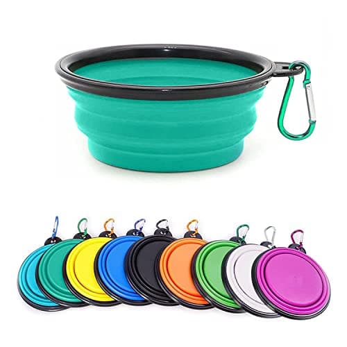 Collapsible Dog Bowl,Collapsible Dog Water Bowls for Cats Dogs, Portable Pet Feeding Watering Dish,Portable Dog Water Food Bowl with Carabiner (Medium(650ML) light green)