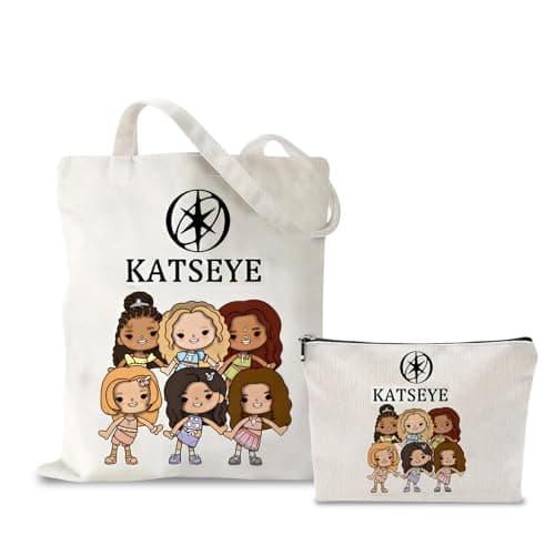 Nhemeylp Canvas Tote Bag Set, Reusable Large Tote Bag with Makeup Bag for Women, Foldable Shopping Bags with Cosmetic Bags for Commuting, Travel & Fan Events, Kpop Gifts for Girls Teenagers